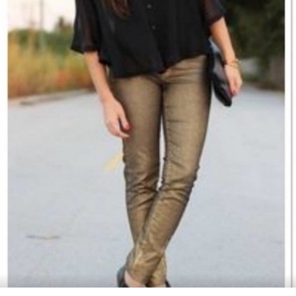 Buffalo David Bitton Lara Gold Metallic Coated Jean Legging Regular Rise‎ 31